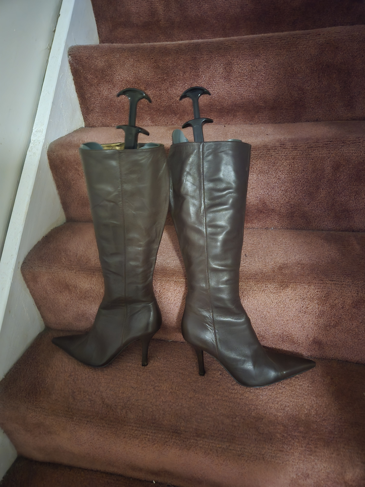 Brown Leather Knee-High Boots - photo 2