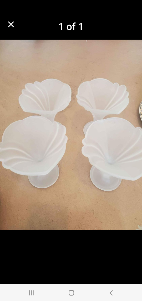 Set of Four Frosted Glass Dessert Dishes