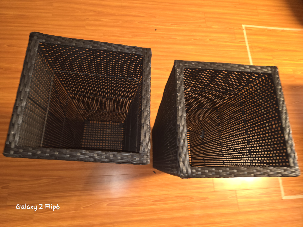 Pair of Black Wicker Planters