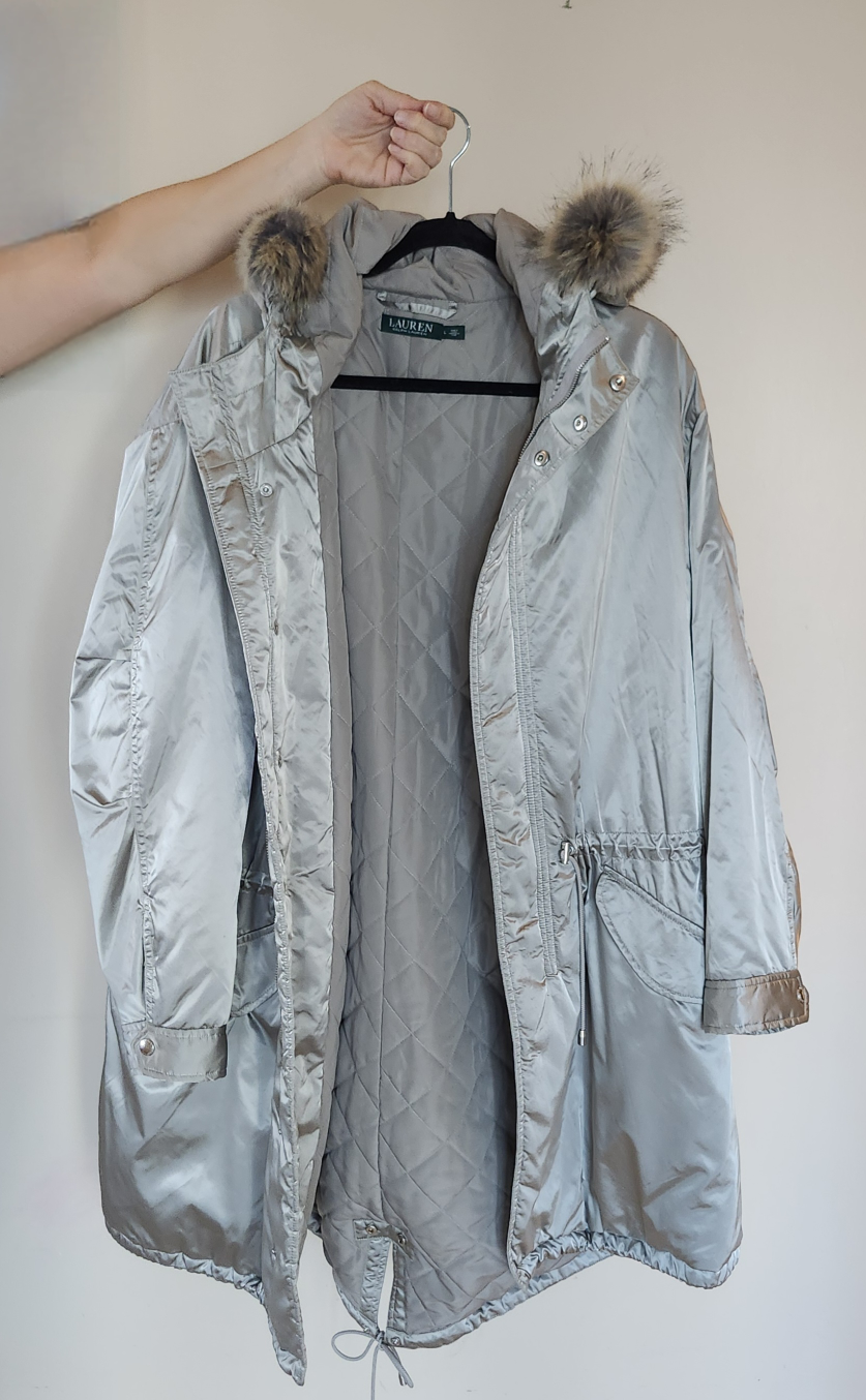 Lauren Ralph Lauren silver parka, size L