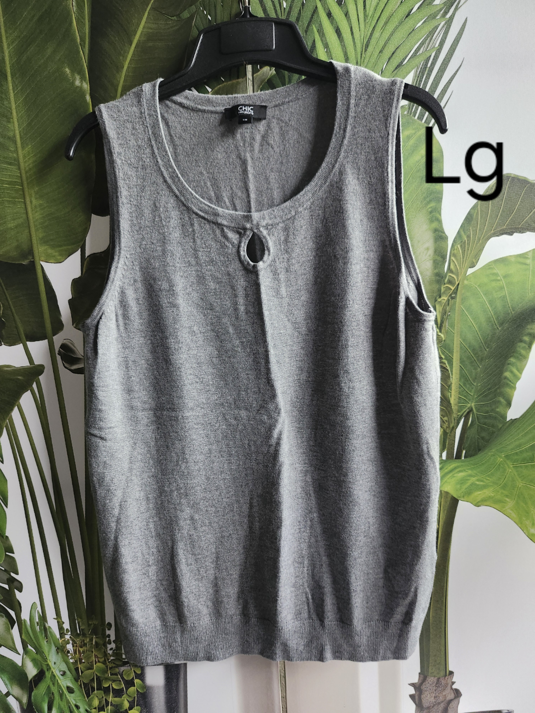 Grey Sleeveless Knit Top