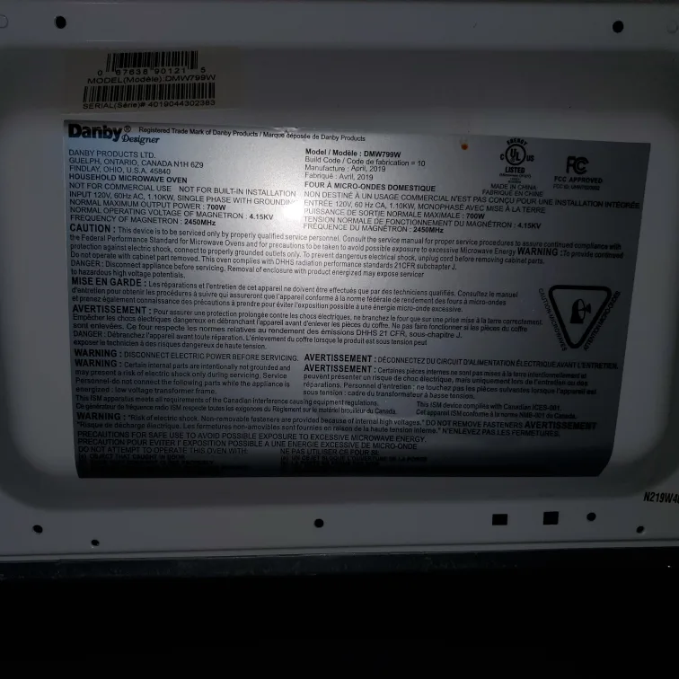 0.7 cu. ft. Microwave image indicator(6)