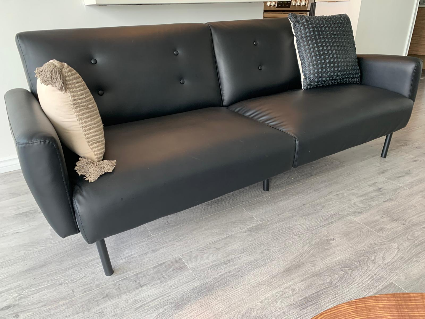 Black Faux Leather Futon Sofa Bed