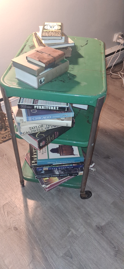 Vintage Green Metal Rolling Cart - photo 2
