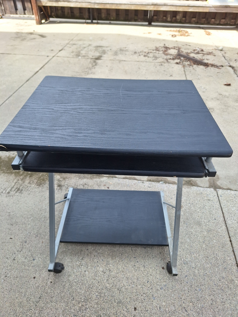 Black Computer Desk with Keyboard Tray and Wheels - photo 2