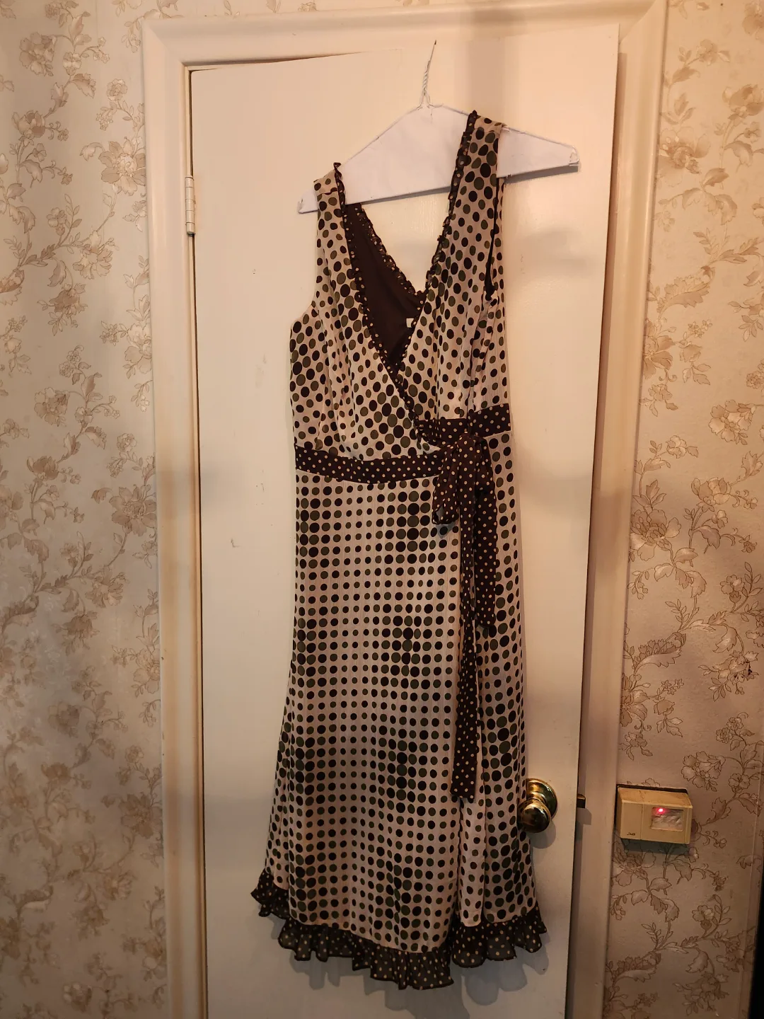 Women's Brown and Beige Polka Dot Dress thumbnail