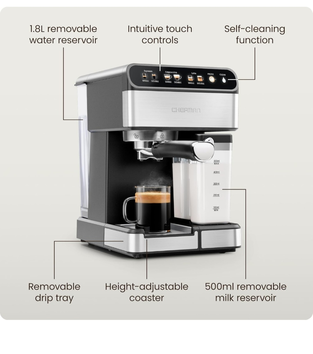 Chefman 15-Bar Espresso Machine with Milk Frother - photo 2