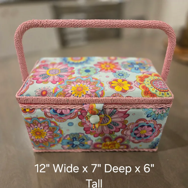 Vintage Floral Sewing Box with Handle thumbnail