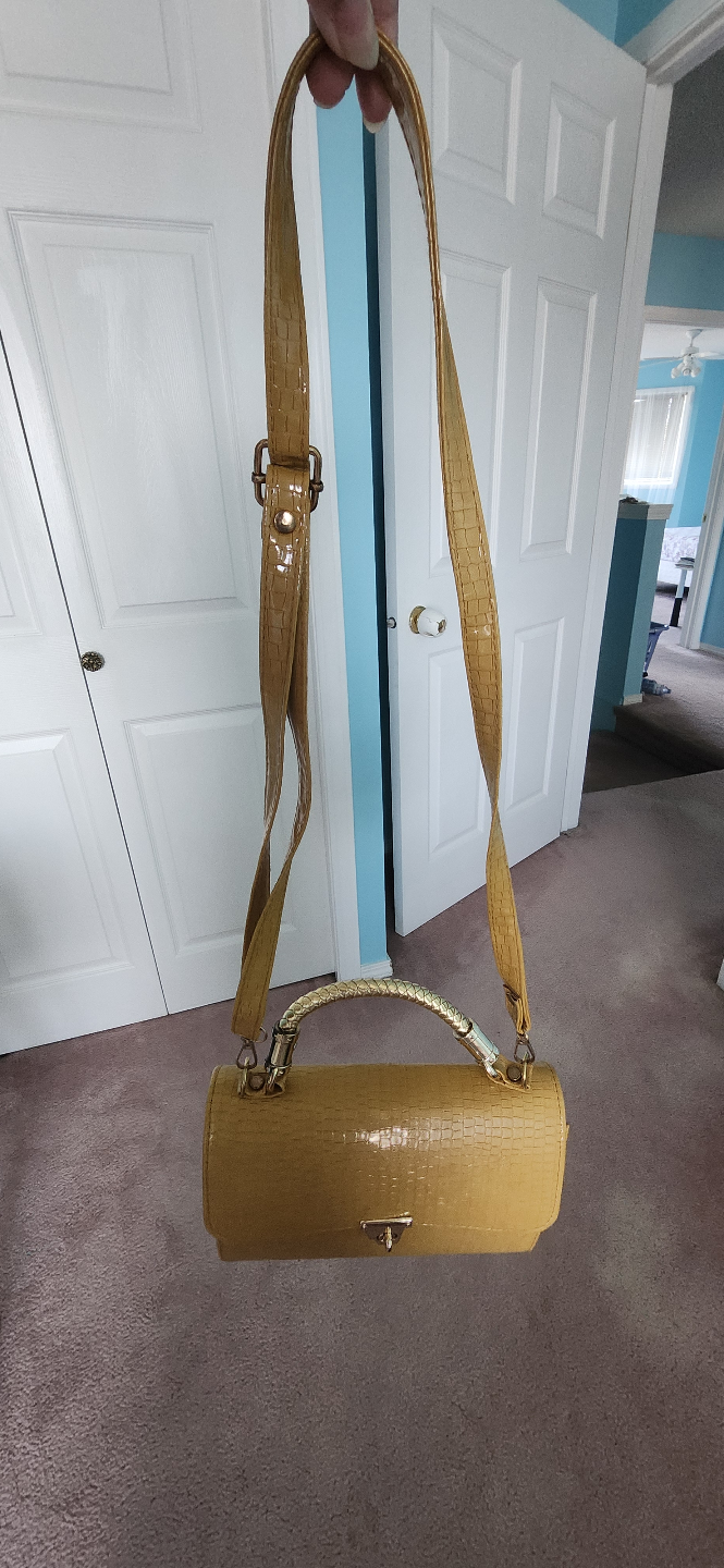 Mustard Yellow Crocodile Pattern Handbag