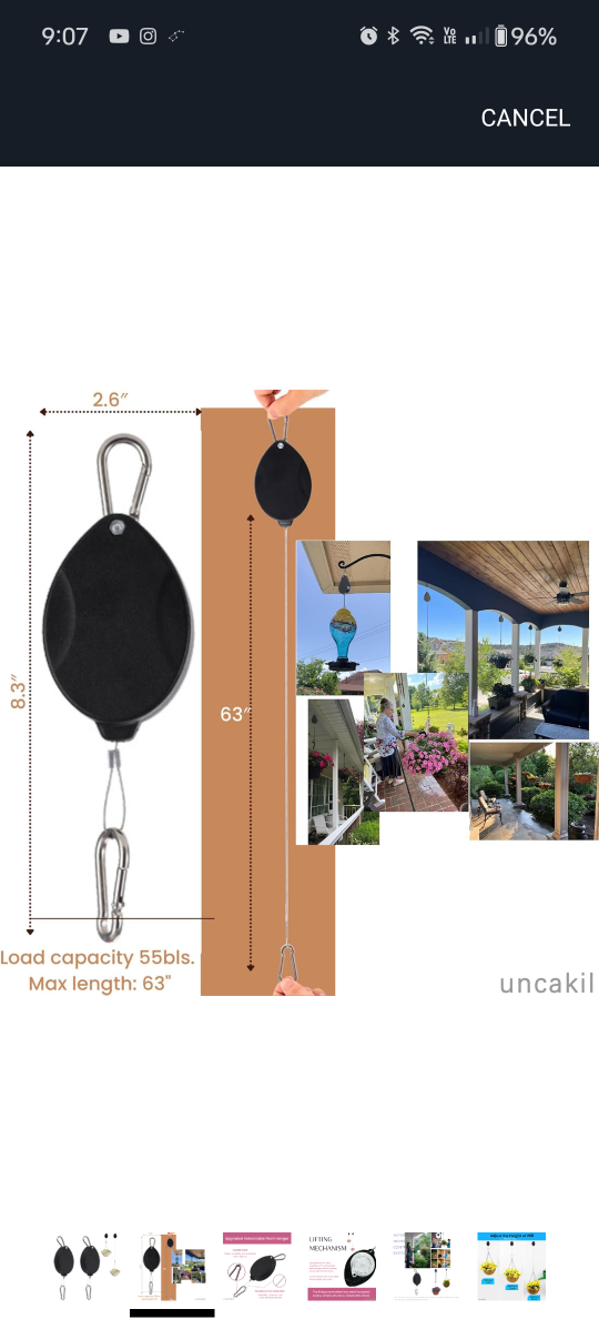 Pair of Retractable Plant Hangers - Adjust Height Easily - photo 4