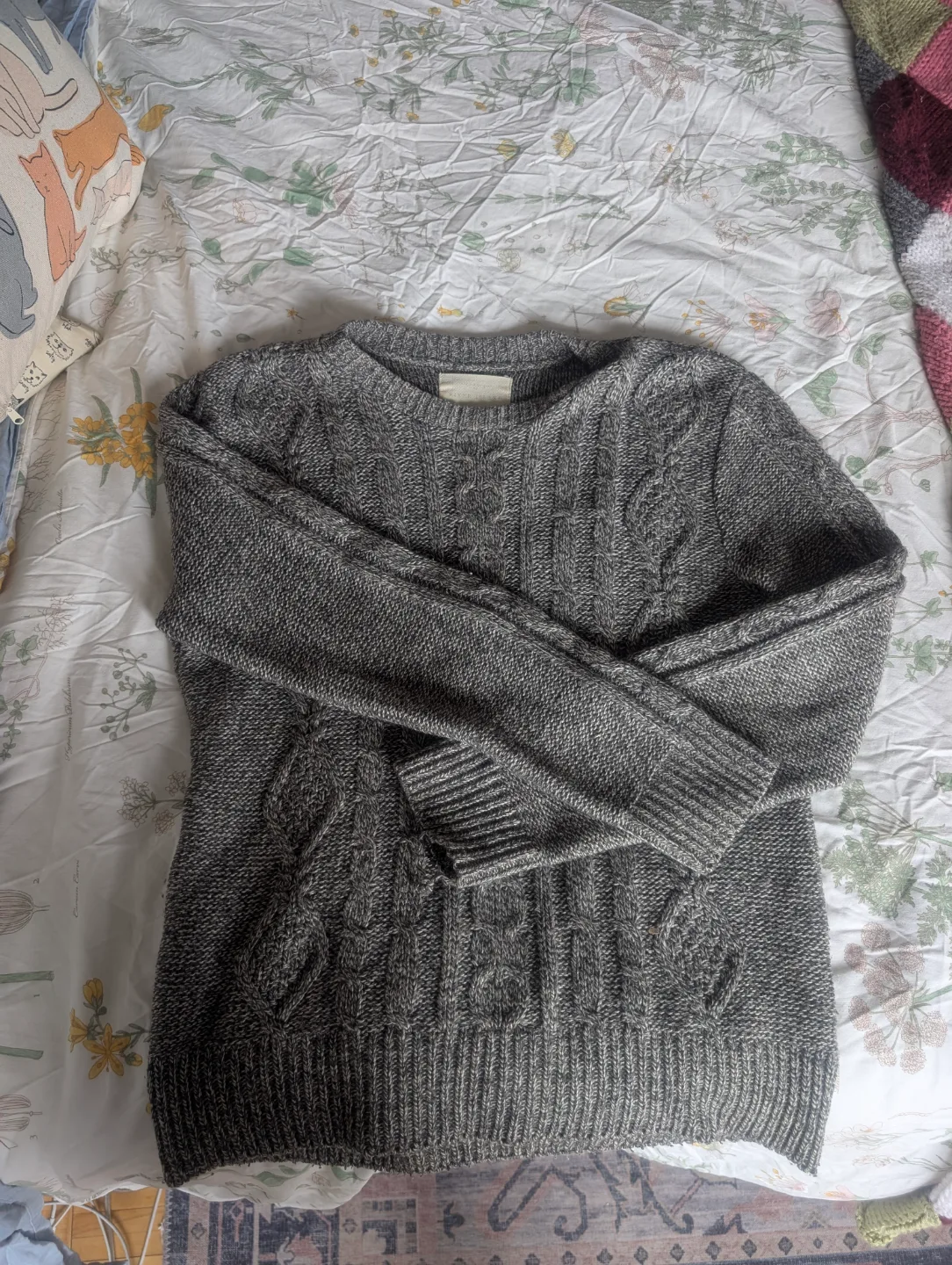 River Island Grey Cable Knit Sweater thumbnail