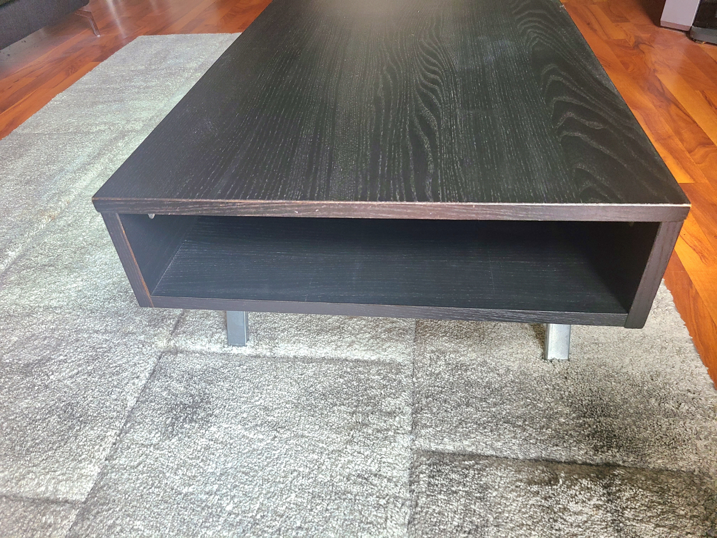 Modern Black Coffee Table with Metal Legs