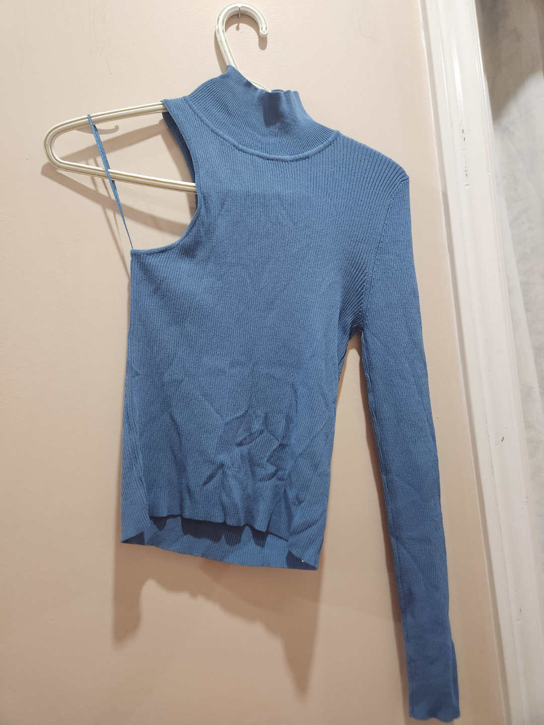 Zara Blue One-Shoulder Knit Top