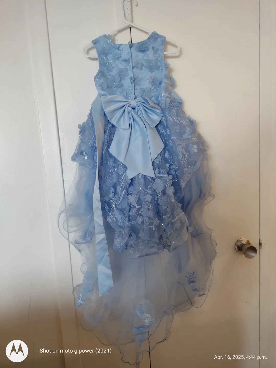 Girls' Light Blue High-Low Flower Girl Dress image indicator(2)