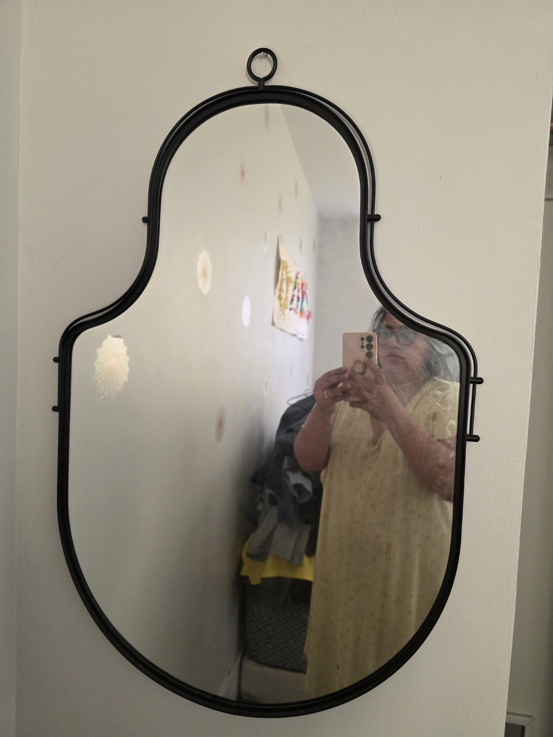 Black Metal Framed Wall Mirror