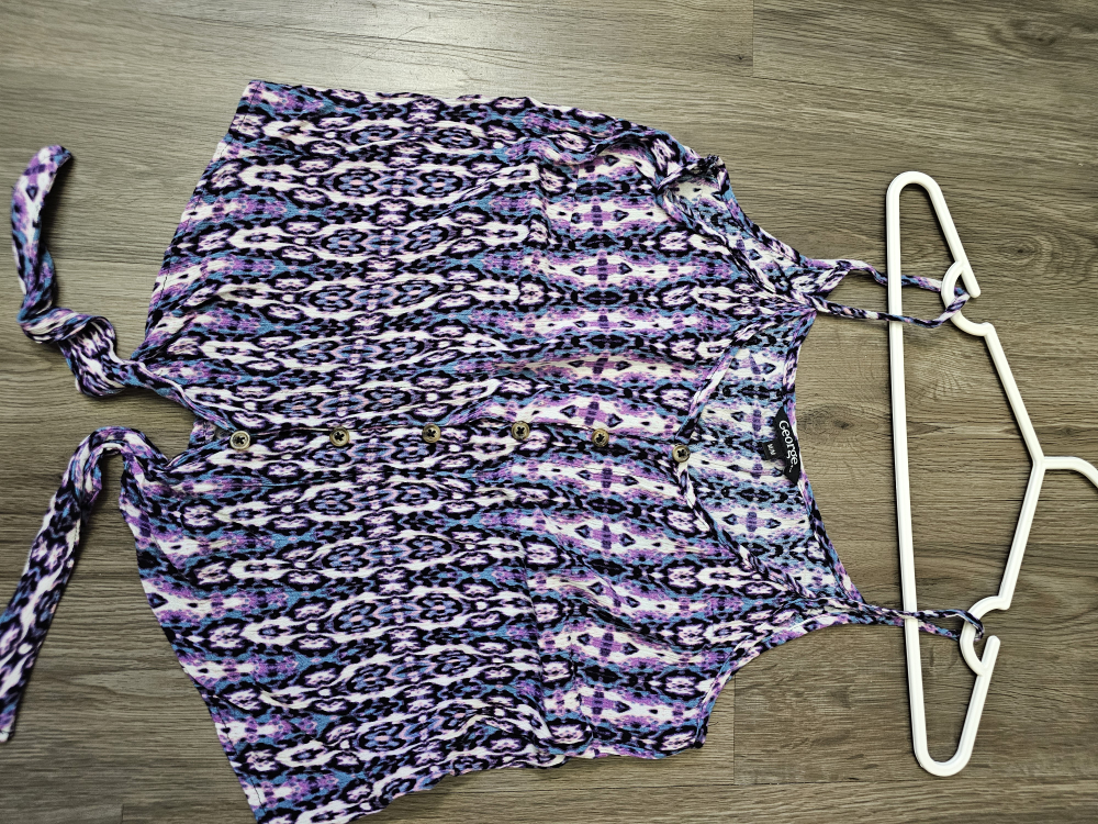 George Women's Purple and Blue Tie-Front Tank Top, Size M