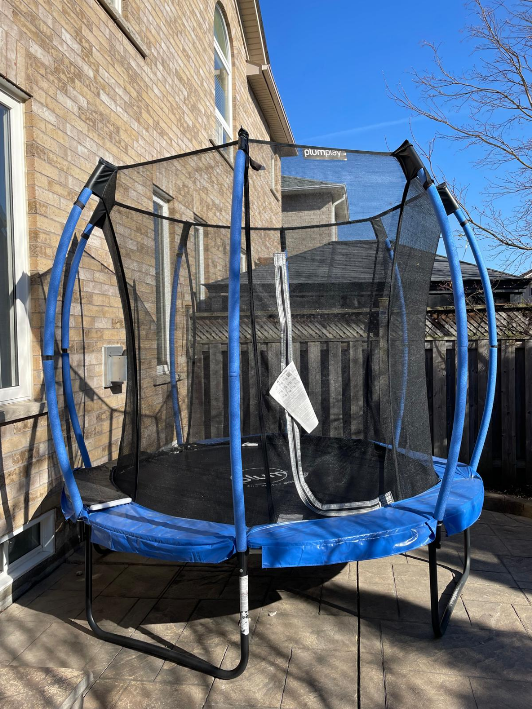 Plum Springsafe blue outdoor. 8ft Trampoline with Enclosure.