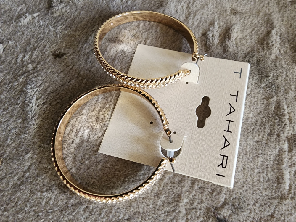T Tahari Gold-Tone Crystal Hoop Earrings - photo 3