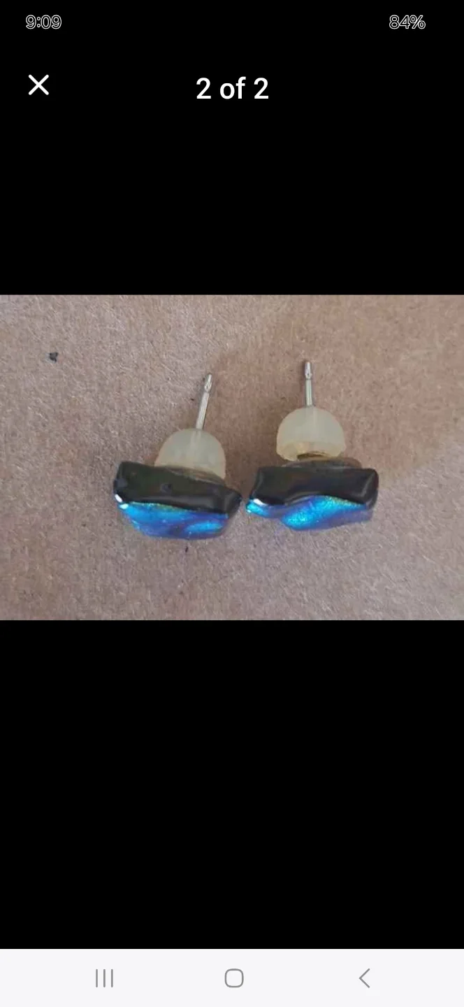 Hand crafted iridescent square earrings image indicator(2)