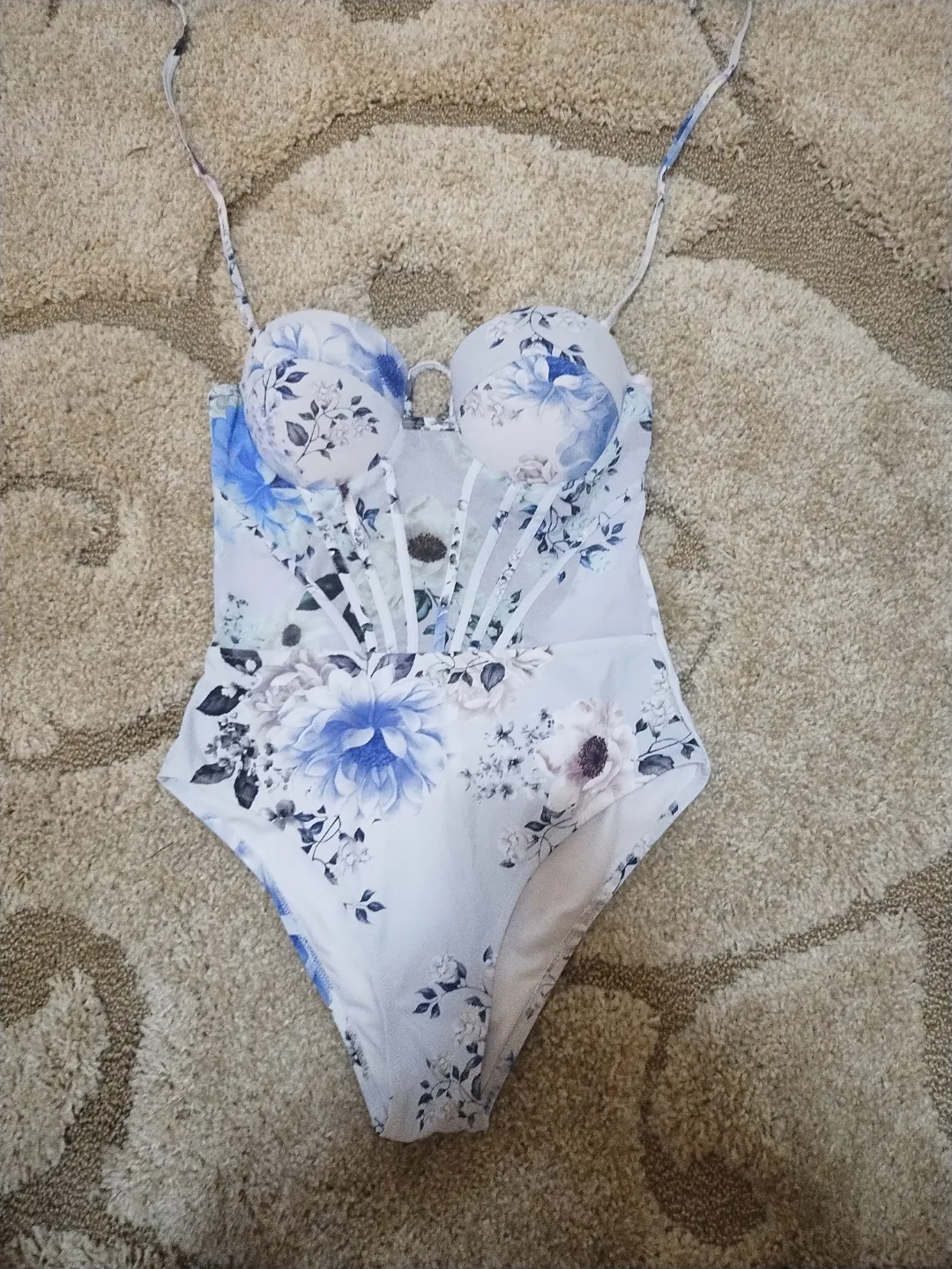 ReeBees Floral One-Piece Swimsuit Size Large thumbnail