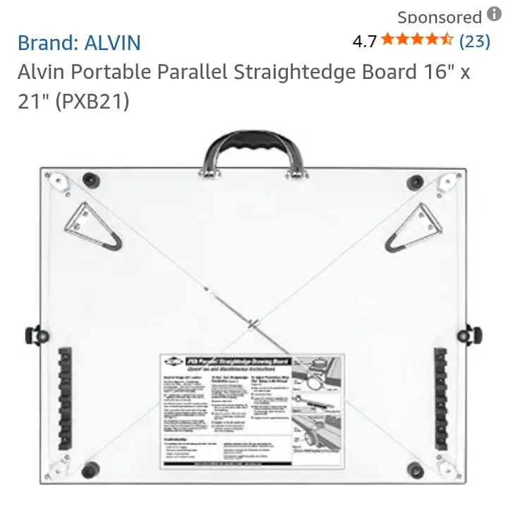 ALVIN Portable Parallel Straightedge Drawing Board 16" x 21" image indicator(4)