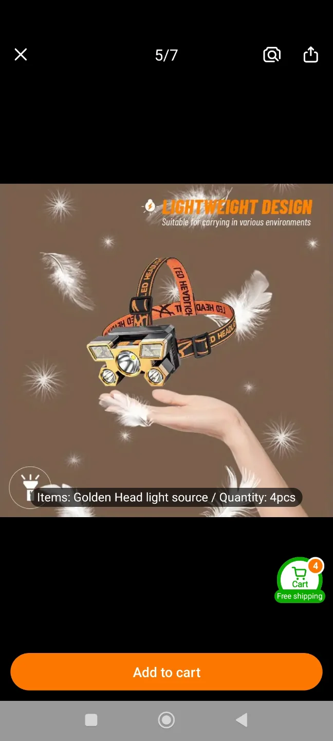 Brand New Rechargeable LED Headlamp - 4 Light Modes with box image indicator(3)