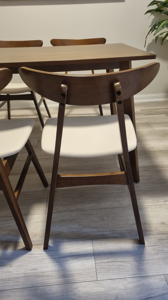 5 - Piece Rubberwood Solid Wood Dining Set - Table + 4 Chairs - photo 2