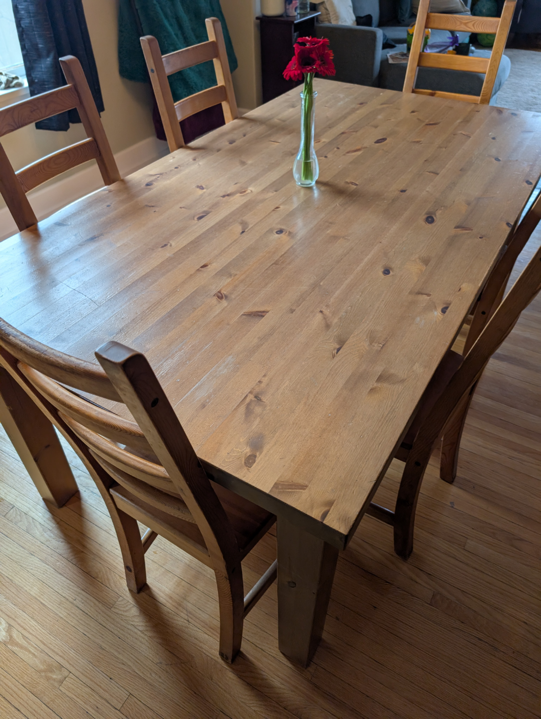 Solid Wood Dining Table and Six Chairs Set - photo 3