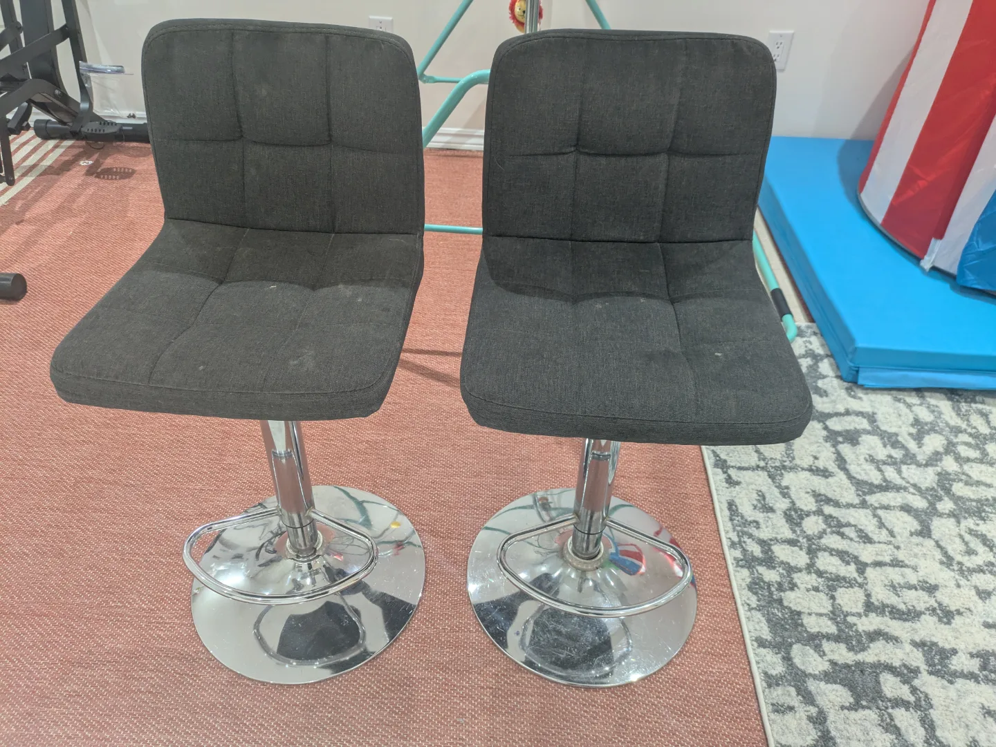Pair of Black Fabric Bar Stools thumbnail