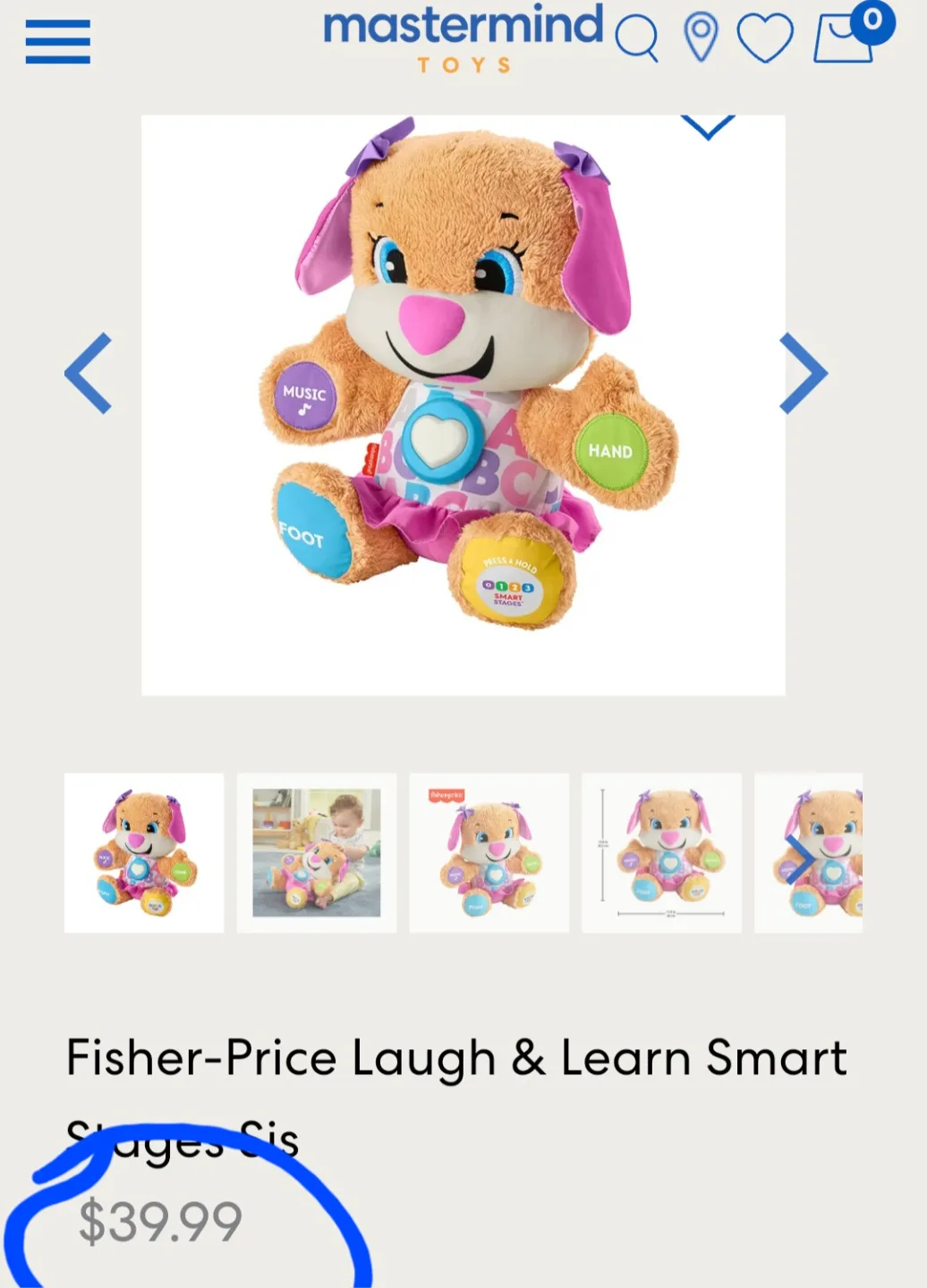 Like New Fisher Price Laugh and Learn Smart Stages Plush Puppy image indicator(3)