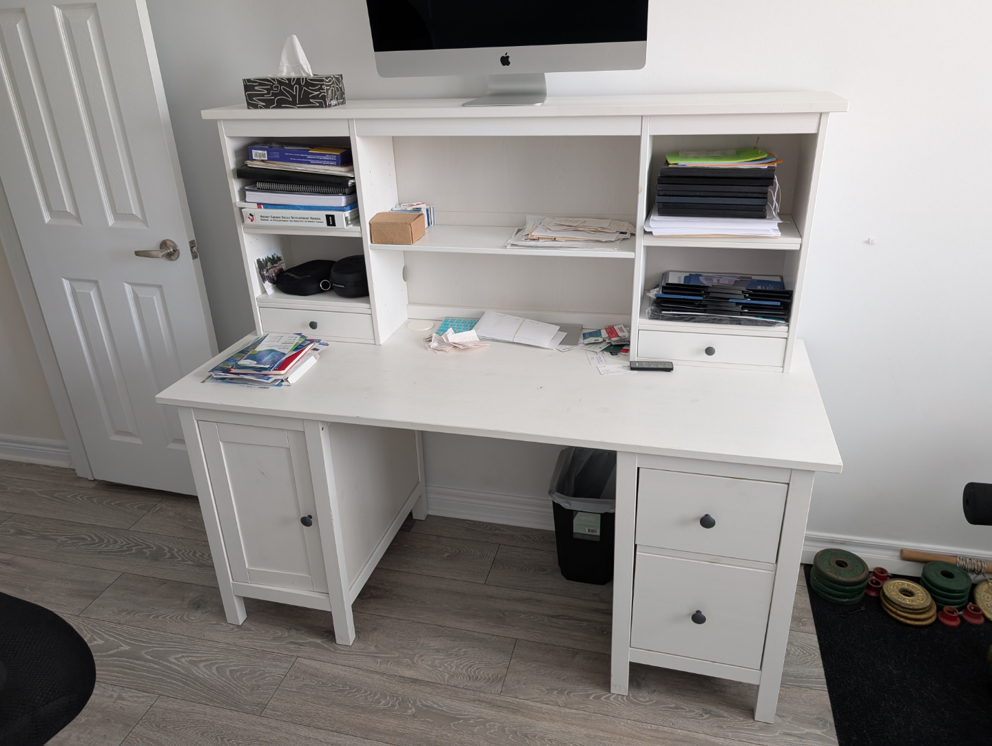 IKEA White Desk with Hutch