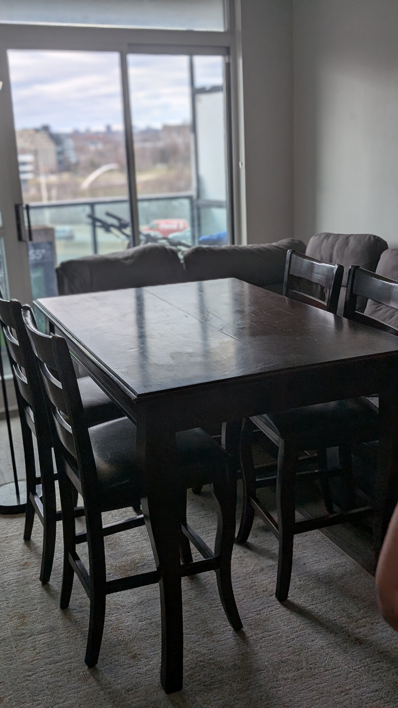 Dark Wood Dining Table and Four Chairs Set - photo 3