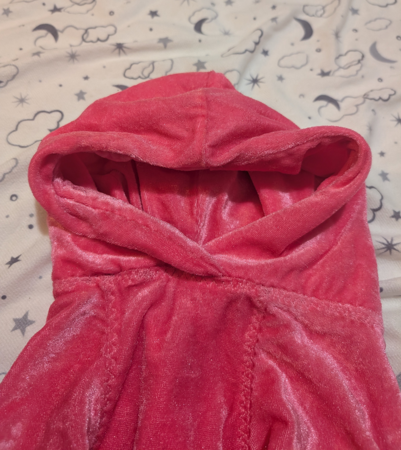 Size Medium Pink Stretch Velvet Dog Hoodie