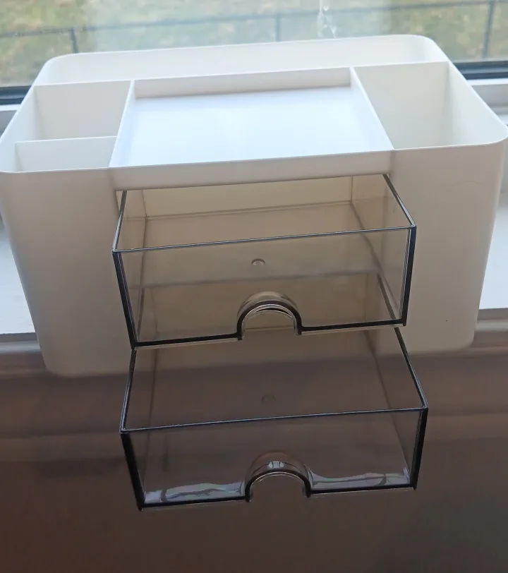 White Makeup Organiser with Two Clear Drawers image indicator(4)