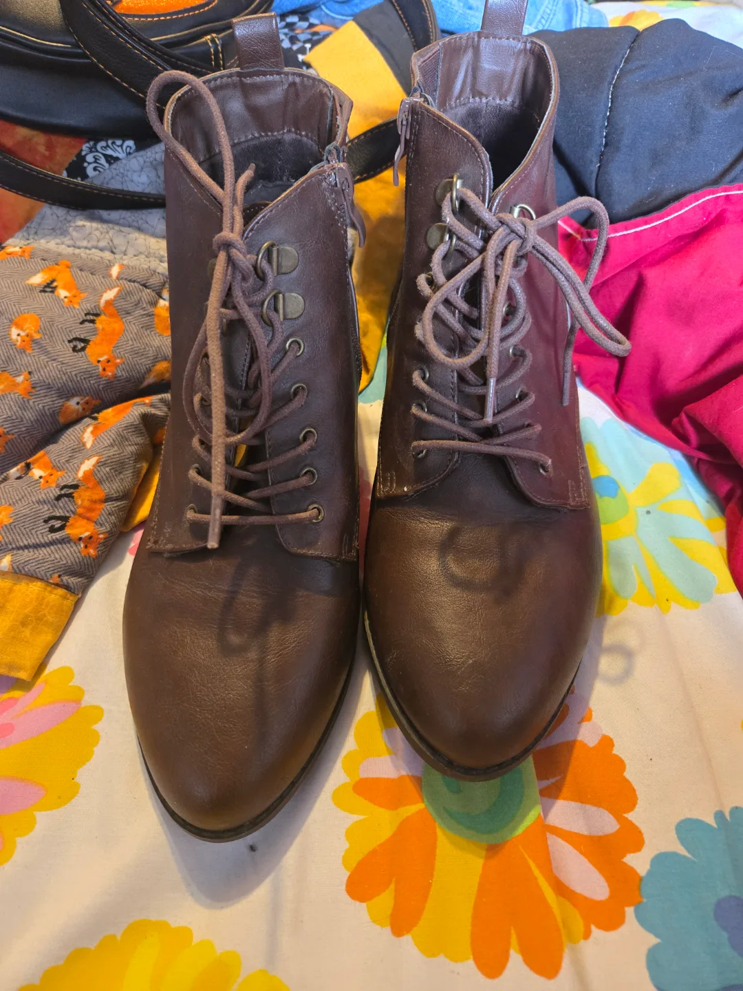 Torrid Brown Lace-Up Ankle Boots 10.5w thumbnail