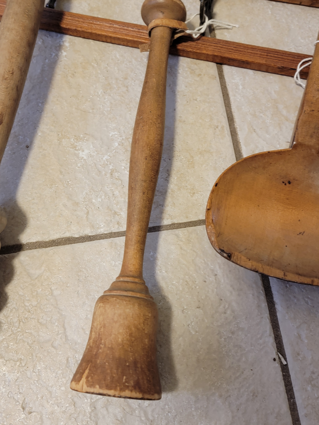Antique Wooden Kitchen Utensil Set and display hanger - photo 5