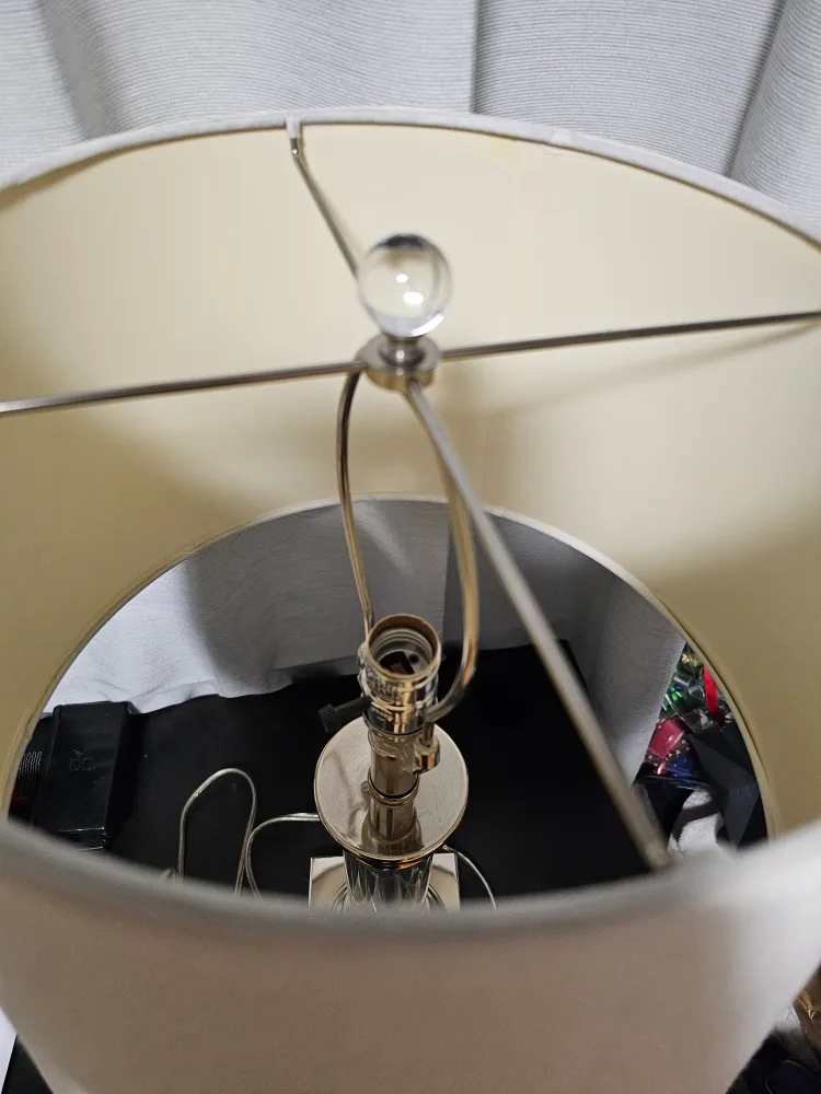 Elegant Crystal Table Lamp with Off-White Shade image indicator(3)