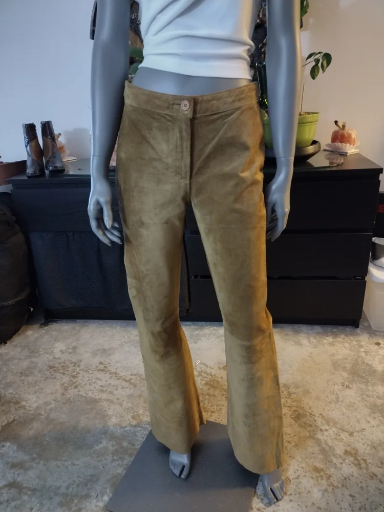 H&M Vintage 1999 Brown Suede Like Flare Pants 💚 image indicator(2)