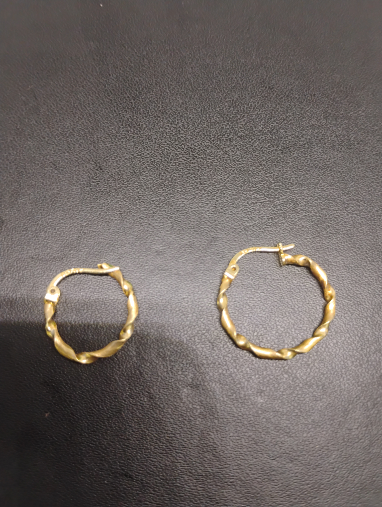 Italian Yellow Gold Twisted Hoop Earrings