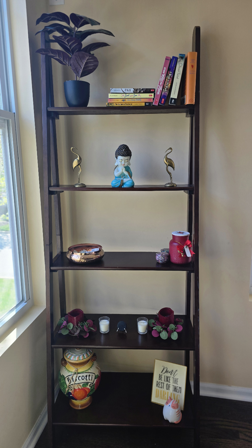 Dark Brown Wooden Ladder Shelf - photo 2