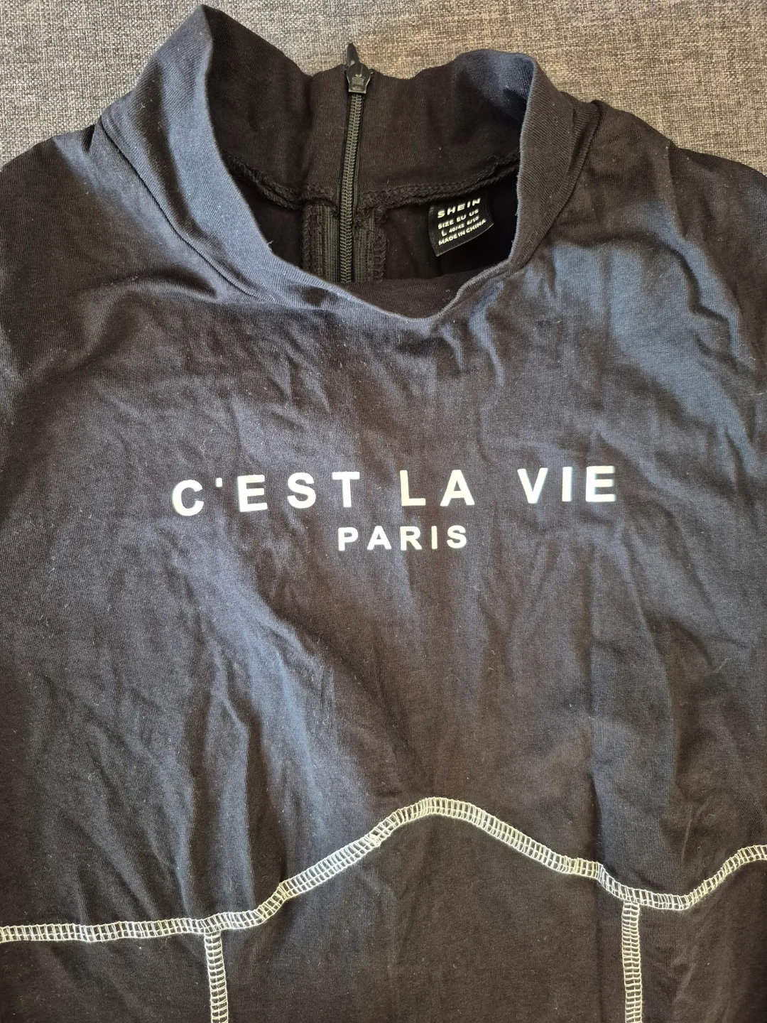 SHEIN Black C'est La Vie Paris Jumpsuit image indicator(2)