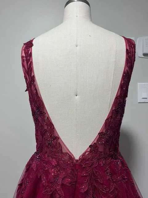 Stunning Burgundy A-Line Formal Gown image indicator(4)
