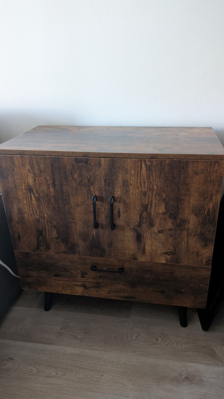 Rustic Brown Wooden Cabinet with Two Doors and One Drawer
