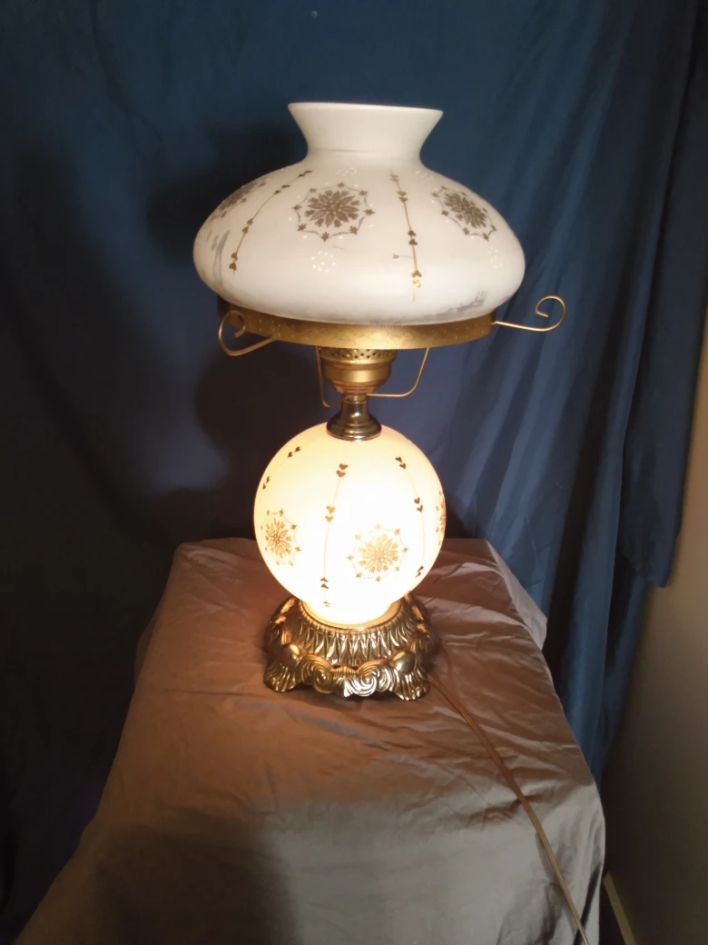 Vintage Table Lamp with Hurricane Shade