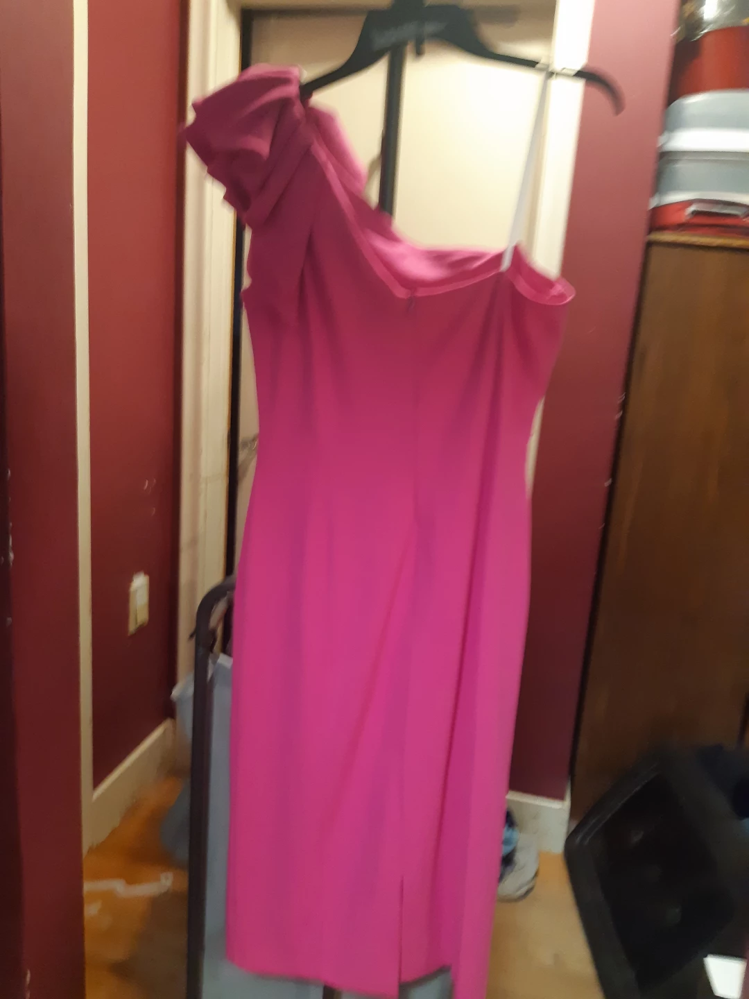 Hot Pink One-Shoulder Midi Dress - photo 2