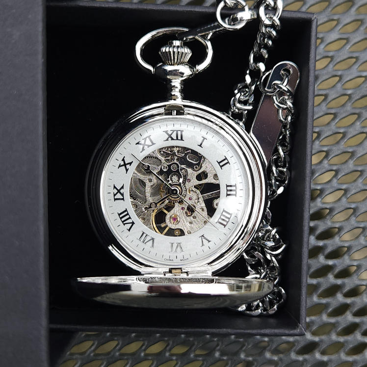 Skeleton Wind Up Pocket Watch with Chain - photo 5