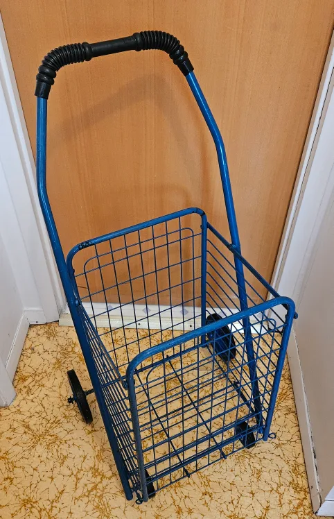 Blue Metal Shopping Cart with Handle thumbnail