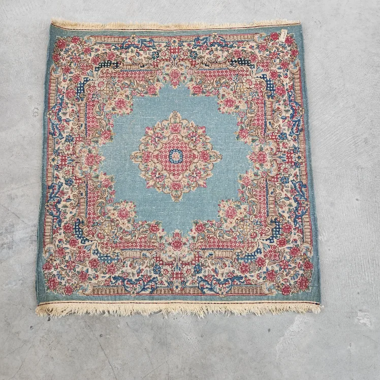 Vintage Teal and Red Square Rug image indicator(5)