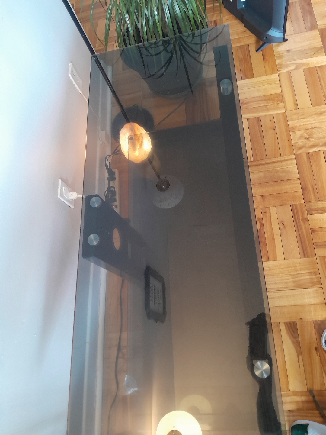Black Glass TV Stand with Shelf - photo 4