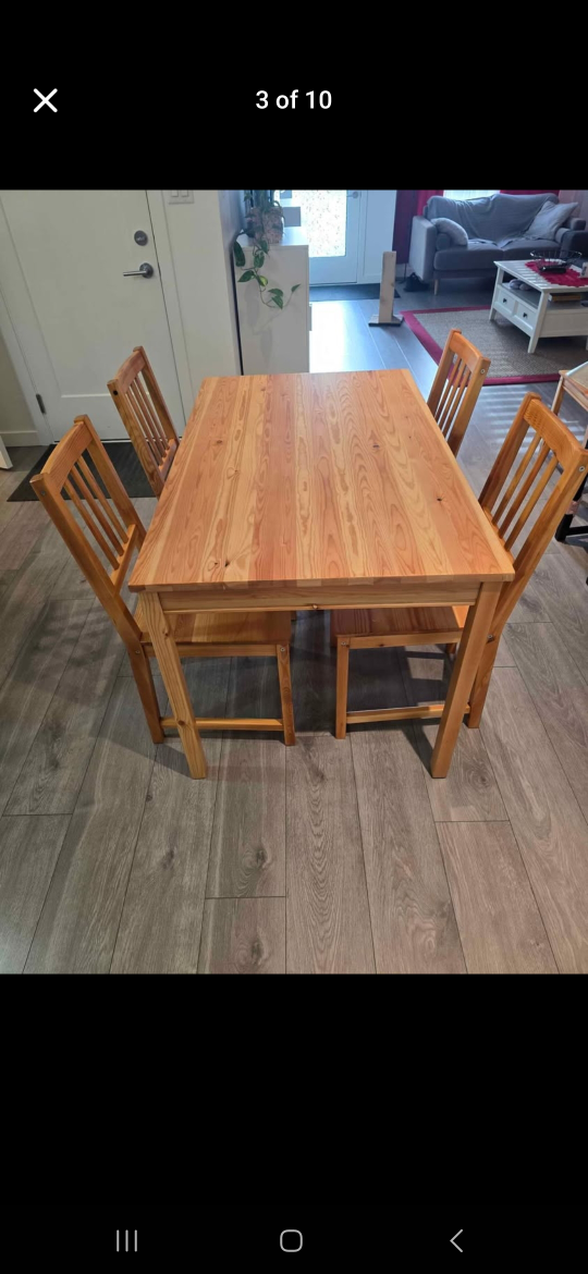 IKEA Ingatorp Table and Four Chairs Set Refinished